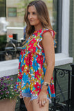 Ruffled Printed Notched Tank