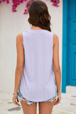 Eyelet Notched Sleeveless Top