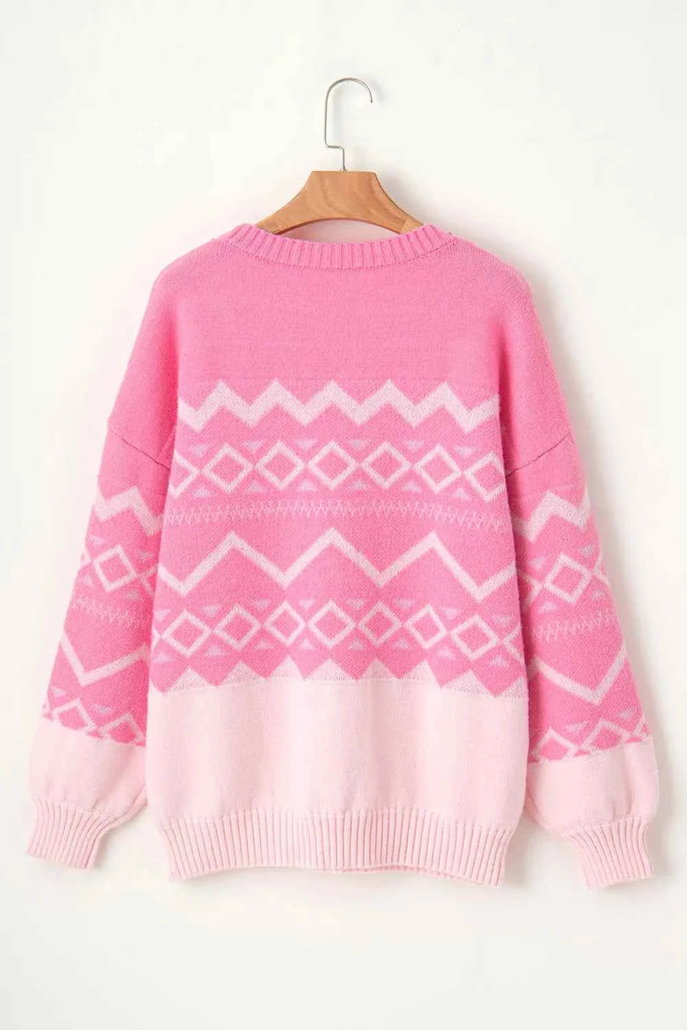 Geometric Drop Shoulder Long Sleeve Sweater