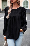 Devine Ruffle Trim Balloon Sleeve Blouse