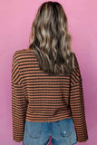 Striped Half Button Long Sleeve Blouse