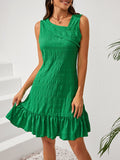 Ruffle Hem Asymmetrical Neck Sleeveless Dress