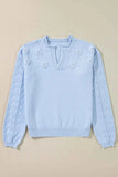 Daisy Notched Long Sleeve Sweater