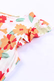 Floral Flutter Sleeve Round Neck Blouse