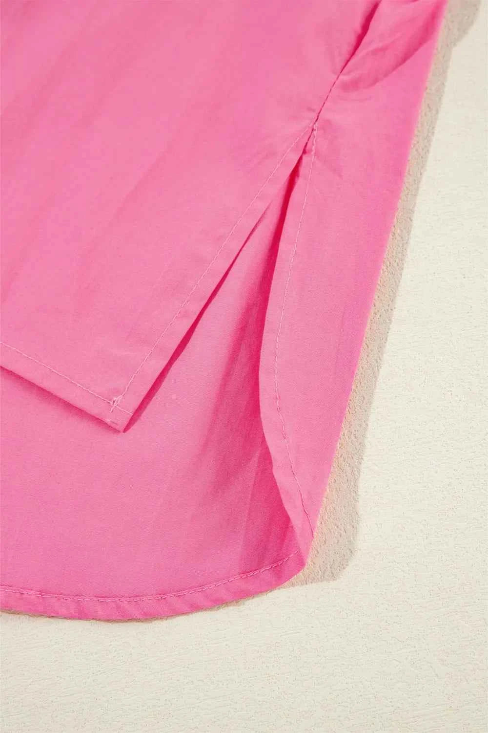 Ruffled Collared Neck Cap Sleeve Shirt