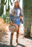 Plaid Collared Neck Long Sleeve Shirt