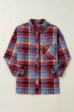 Plaid Collared Neck Long Sleeve Shirt