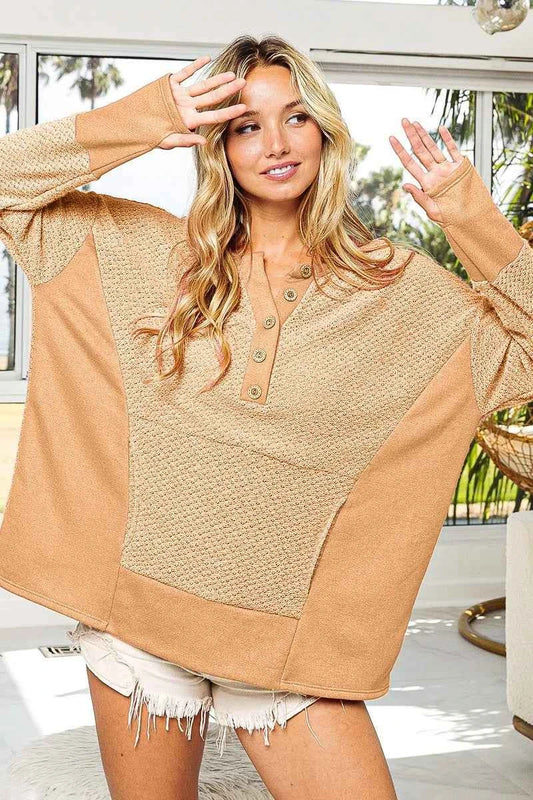 BiBi Thumb Opening Long Sleeve Top with Kangaroo Pocket