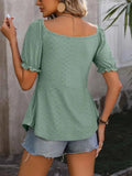 Mandy Ruched V-Neck Flounce Sleeve Blouse