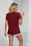 Contrast Trim Petal Sleeve V-Neck Top