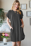 Heimish Full Size Ribbed Round Neck Short Sleeve Tee Dress