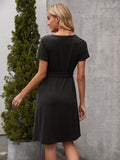 Ivy Lane Tied Notched Short Sleeve Dress