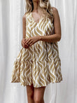 Printed V-Neck Sleeveless Mini Dress