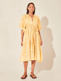 Floral Tie Neck Lantern Sleeve Dress
