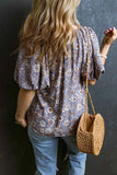 Printed Tie Neck Half Sleeve Blouse