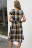 Ivy Lane Plaid Round Neck Cap Sleeve Dress