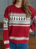 Contrast Round Neck Dropped Shoulder Sweater