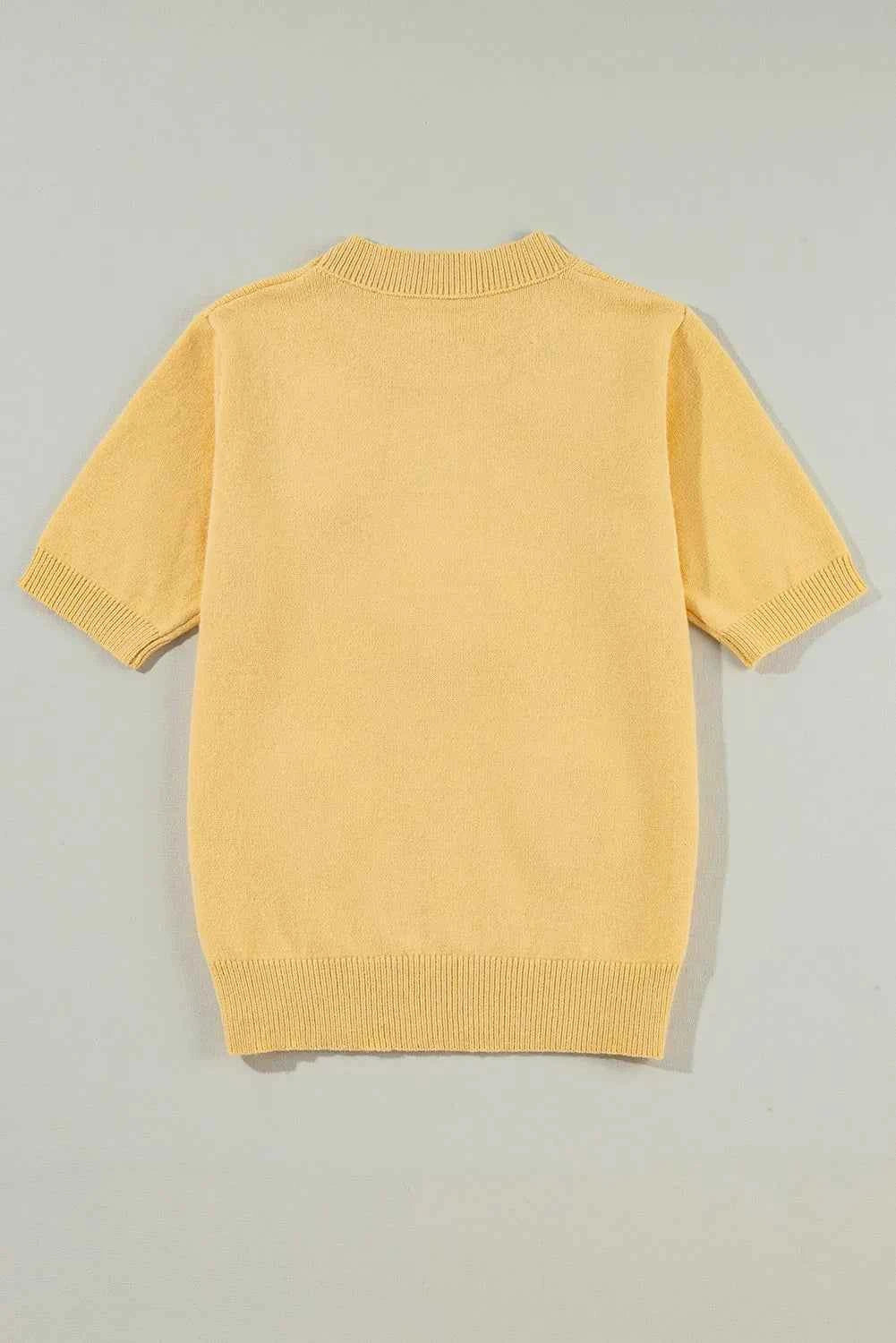 Flower Round Neck Short Sleeve Sweater