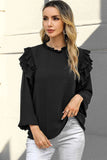 Ruffled Round Neck Long Sleeve Blouse