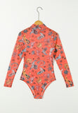 Printed Mock Neck Long Sleeve Bodysuit