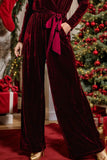 Tie Waist Long Sleeve Wide Leg Jumpsuit