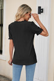 Eyelet Flounce Sleeve Scalloped V-Neck Top