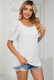 Eyelet Puff Sleeve Round Neck Top