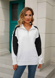 Angel Wings Two-Tone Collared Neck Dropped Shoulder Knit Top