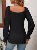 Mandy Tie Front V-Neck Puff Sleeve Blouse