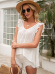 Ivy Lane Tie Back V-Neck Ruffled Blouse