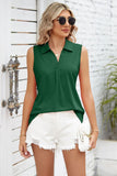 Ruched Johnny Collar Tank