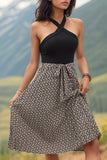 Perfee Crisscross Printed Halter Neck Dress