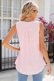 Eyelet Buttoned Round Neck Tank