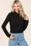 Mittoshop Mock Neck Rib Knit Long Sleeve Crop Top