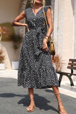 Perfee Floral Tie-Waist Ruffle Hem Dress