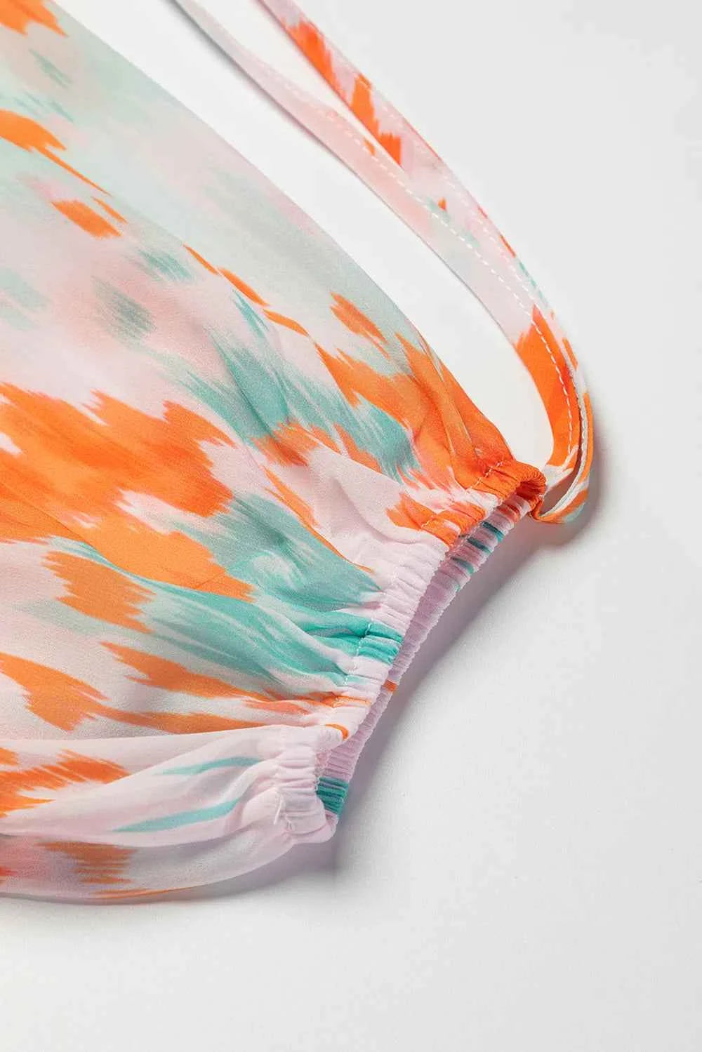 Printed Tie Neck Long Sleeve Blouse