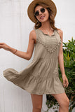 Ivy Lane Tassel Tie Lace Trim Sleeveless Dress