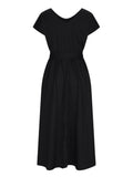 Ruched V-Neck Cap Sleeve Dress