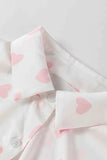 Heart Print Collared Neck Long Sleeve Shirt