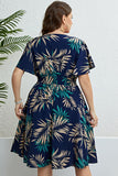 Honey Botanical Print Flutter Sleeve Smocked Waist Dress
