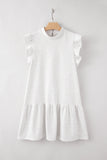 Ruffled Round Neck Cap Sleeve Mini Dress