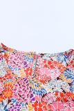 Floral Short Flounce Sleeve Blouse