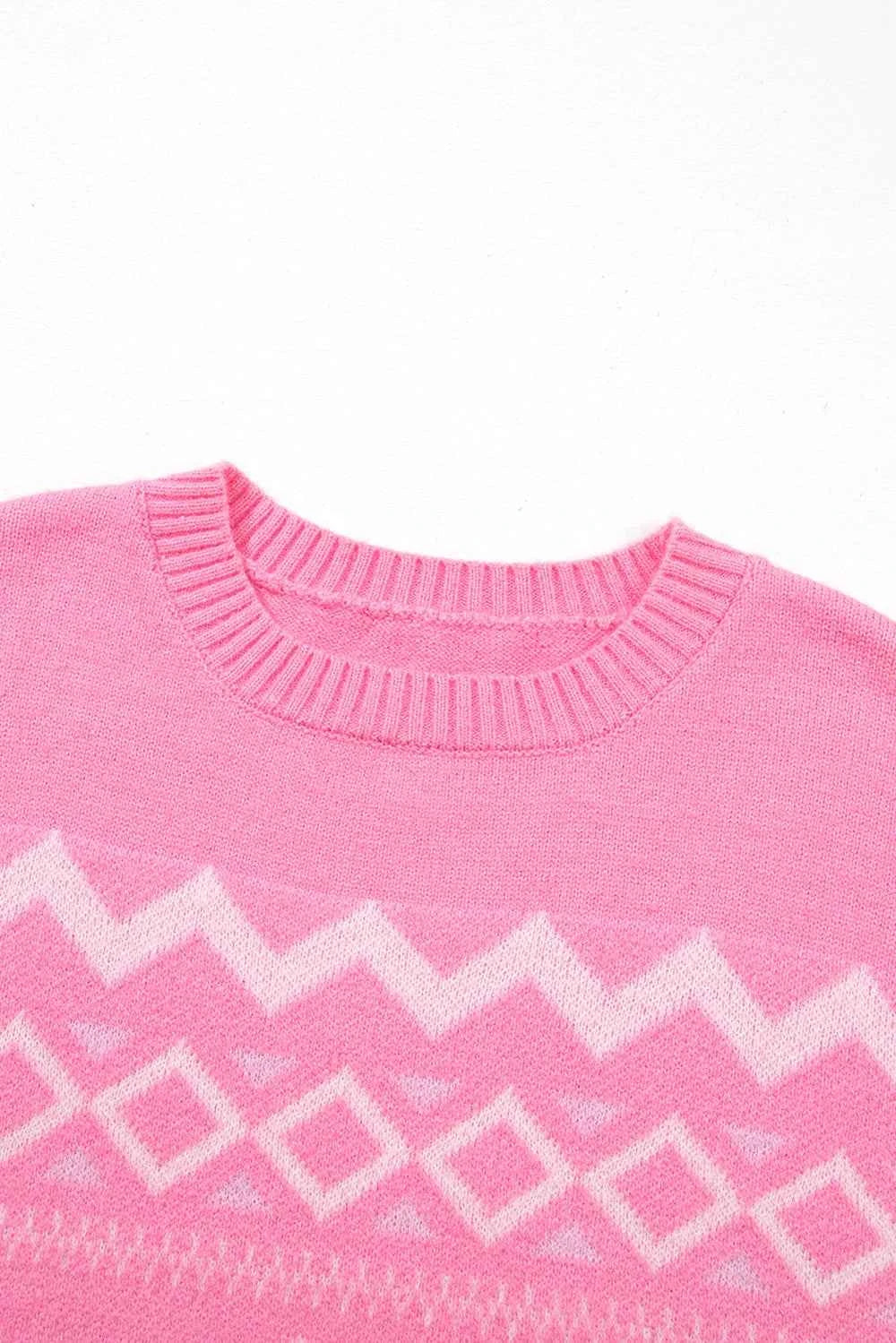 Geometric Drop Shoulder Long Sleeve Sweater