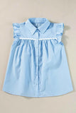 Ruffled Collared Neck Cap Sleeve Shirt
