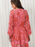 Printed Surplice Neck Mini Dress