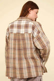 VERY J Contrast Plaid Raw Detail Shirt