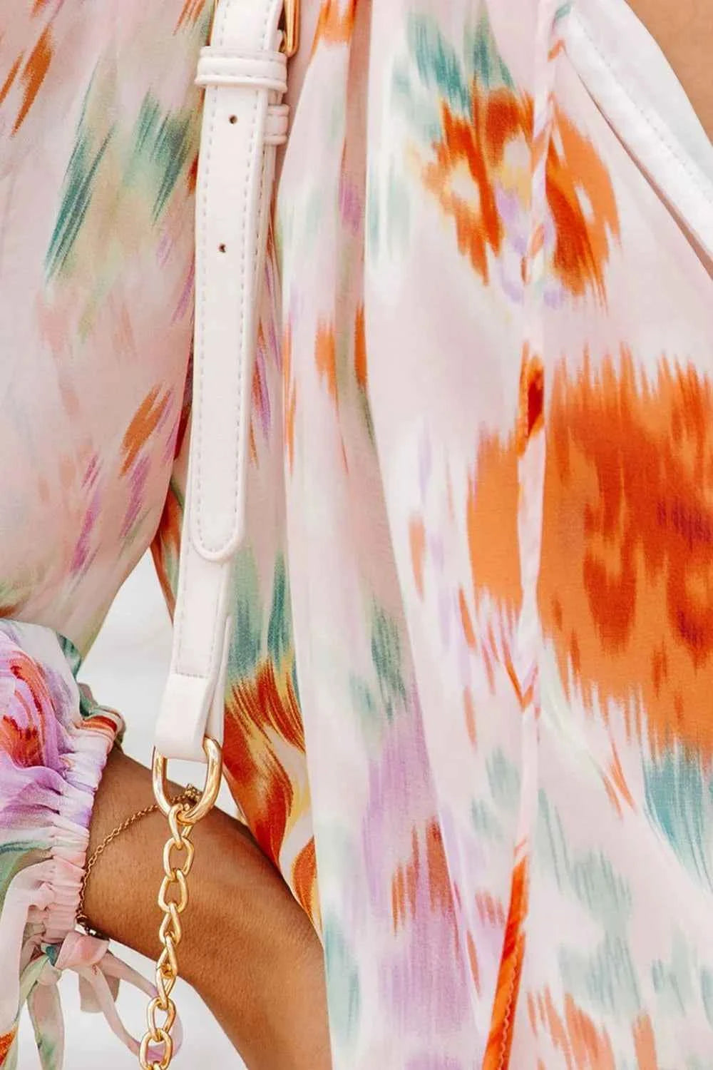 Printed Tie Neck Long Sleeve Blouse