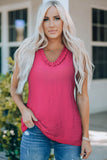 Frilled Trim V-Neck Textured Tank