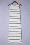 Striped Slit Sleeveless Maxi Dress