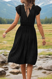 Perfee Tied Smocked Waist Flutter Sleeve Dress